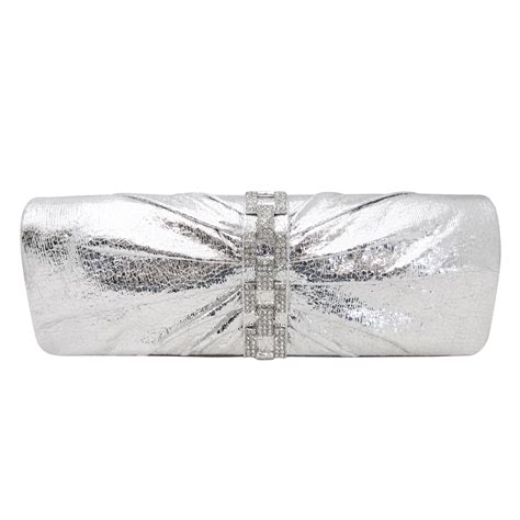 silver metal box clutch|silver metallic clutch bag rhinestones.